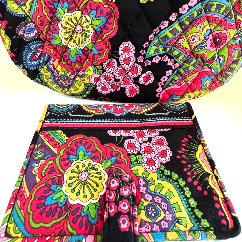 Quilted Vera Bradley Purse & Matching Wallet Floral Paisley Women's Handbag Set - Picture 7 of 16